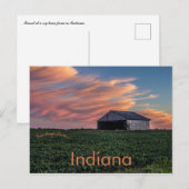 Schuur en sojabonen in Indiana bij zonsondergang Briefkaart (Voorkant / Achterkant)