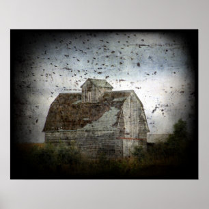Schuur en Vogels Grunge Poster