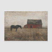 Schuur en zwart Paardenschilderij Decoupage Tissuepapier (Voorkant)