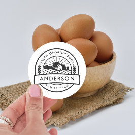 Schuur Familie Boerderij Boer Rond Decoratief Ronde Sticker