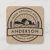 Schuur Familie Boerderij Boer Rond Decoratief Vierkante Visitekaartje (Voorkant)