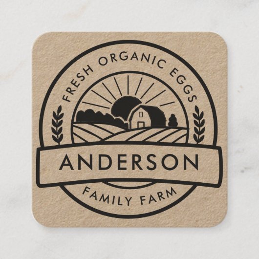 Schuur Familie Boerderij Boer Rond Decoratief Vierkante Visitekaartje (Voorkant)