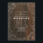 Schuur hout   Baby's Breath bruiloft Kaart<br><div class="desc">Een uitnodiging voor een bloemenbruiloft met een babyborrel. Achtergrond is barnwood foto. Personaliseer de tekst.</div>