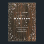 Schuur hout   Baby's Breath bruiloft Kaart<br><div class="desc">Een uitnodiging voor een bloemenbruiloft met een babyborrel. Achtergrond is barnwood foto. Personaliseer de tekst.</div>