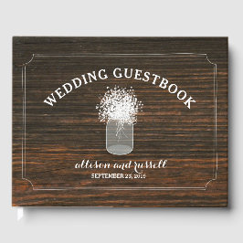 Schuur hout + Baby's Breath Jar Bruiloft Gastenboe Gastenboek
