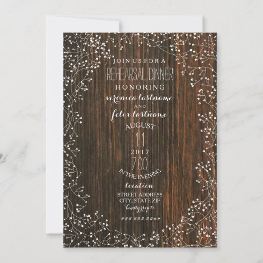 Schuur hout + Baby's Breath rustieke bruiloft repe Kaart (Voorkant)