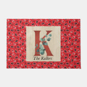 Schuur Hout & Bandana Letter K gepersonaliseerd Deurmat (Voorkant)