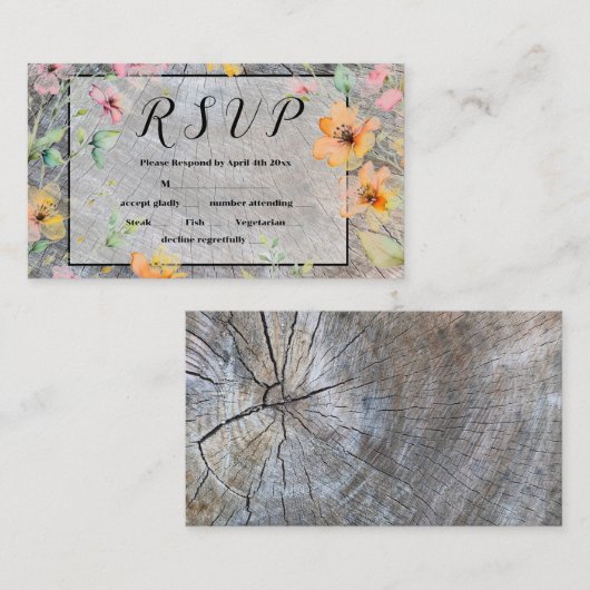 Schuur-hout botanisch roze sinaasappel wilde bloem visitekaartje (Voorkant / Achterkant)