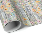 Schuur-hout botanische wilde bloemen cadeaupapier (Rol Hoek)
