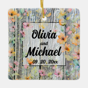 Schuur-hout botanische wilde bloemen keramisch ornament