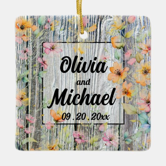 Schuur-hout botanische wilde bloemen keramisch ornament (Voorkant)