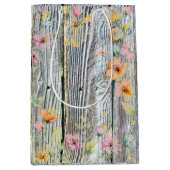 Schuur-hout botanische wilde bloemen medium cadeauzakje (Voorkant)