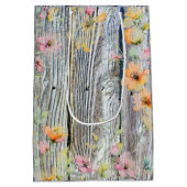 Schuur-hout botanische wilde bloemen medium cadeauzakje (Achterkant)