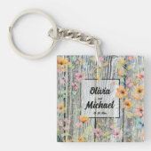 Schuur-hout botanische wilde bloemen sleutelhanger (voorkant)