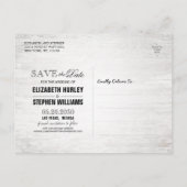 Schuur Hout Burlap Kant Bloemen Bruiloft Save The  Aankondigingskaart (Achterkant)