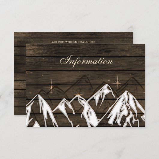 Schuur hout Camping Bergen bruiloft details kaart (Voorkant / Achterkant)