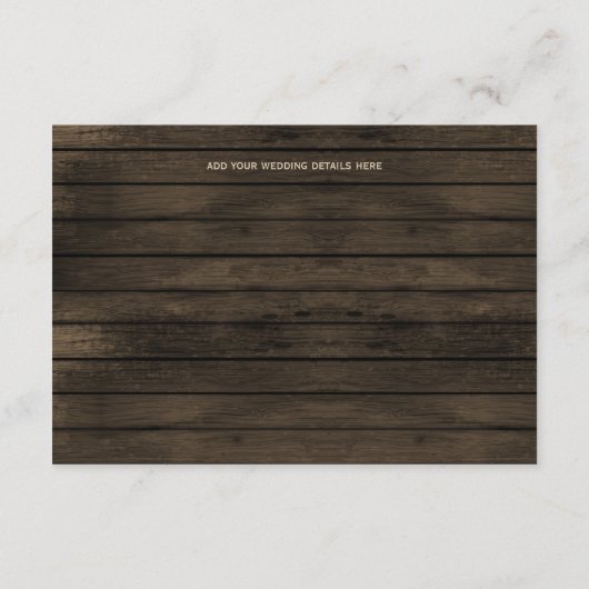 Schuur hout Camping Bergen bruiloft details kaart (Achterkant)