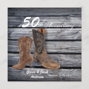 schuur hout cowboy western 50ste huwelijksverjaard kaart