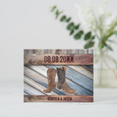 schuur hout Cowboy Western Wedding, behalve datum Aankondigingskaart (Staand voorkant)