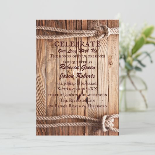 schuur hout Cowboy Westers land Huwelijk Kaart (Staand voorkant)