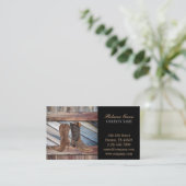  schuur hout cowboylaarzen westerne mode visitekaartje (Staand voorkant)