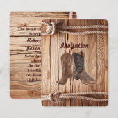 schuur hout Cowboylaarzen Westerse country Huwelij Kaart (Voorkant / Achterkant)