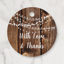 Schuur Hout en Fairy Lights Bruiloft Bedankjes Labels
