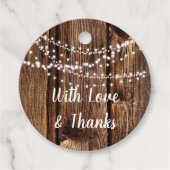 Schuur Hout en Fairy Lights Bruiloft Bedankjes Labels (Voorkant)