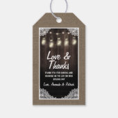 Schuur Hout en Kant Mason Jar Bruiloft Dank u Cadeaulabel (Voorkant)