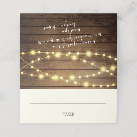 Schuur Hout en String Lights Plaatskaartje (Buitenkant ongevouwen)