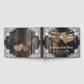 Schuur Hout Harten String Lights Floral Lace Weddi Gastenboek (Volledig)