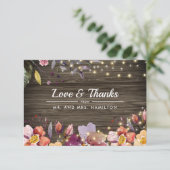 Schuur hout herfst bloemen bruiloft dank u kaart (Staand voorkant)