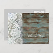  schuur hout kant land bruiloft dank u briefkaart (Voorkant / Achterkant)