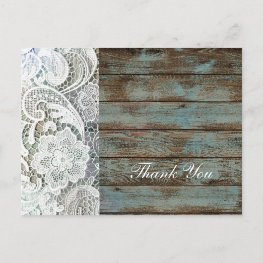  schuur hout kant land bruiloft dank u briefkaart (Voorkant)