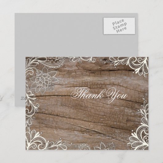 schuur hout kant land bruiloft dank u briefkaart (Voorkant / Achterkant)