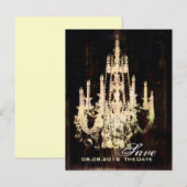  schuur hout kroonluchter bruiloft opslaan van de  aankondigingskaart (Voorkant / Achterkant)