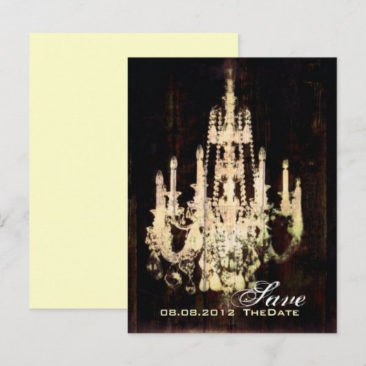  schuur hout kroonluchter bruiloft opslaan van de  aankondigingskaart (Voorkant / Achterkant)