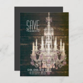  Schuur Hout Kroonluchter bruiloft Save the date Aankondigingskaart (Voorkant / Achterkant)