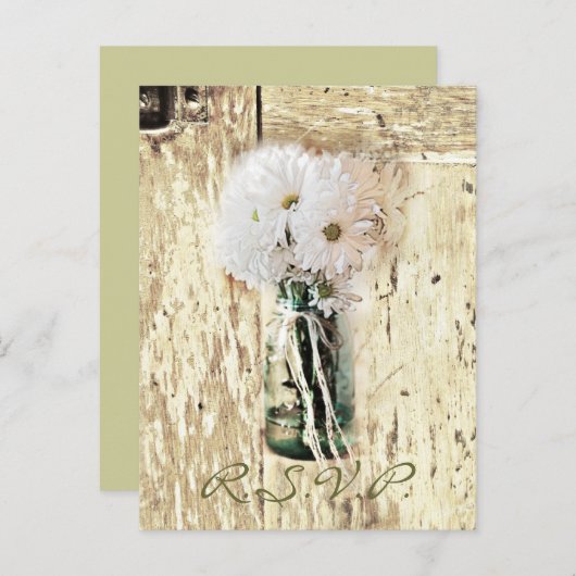 schuur hout land madeliefje bruiloft RSVP reactie Uitnodiging Briefkaart (Voorkant / Achterkant)