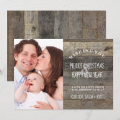 Schuur hout land rustieke vrolijke kerstfoto feestdagenkaart (Voorkant / Achterkant)