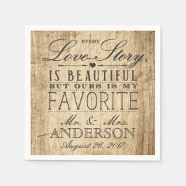 Schuur hout liefdesverhaal rustieke bruiloft serve servetten