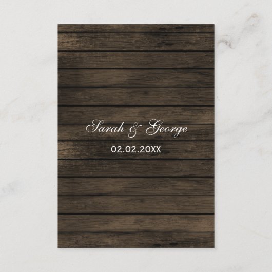 Schuur hout metselaar potje rustieke bruiloft informatiekaartje (Achterkant)