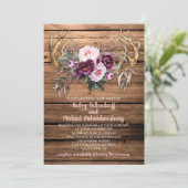 Schuur Hout Paarse Plum Pioenengewei Bruiloft Kaart (Staand voorkant)