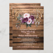 Schuur Hout Paarse Plum Pioenengewei Bruiloft Kaart (Voorkant / Achterkant)