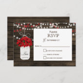 Schuur hout poinsettia mason jar rustieke bruiloft RSVP kaartje (Voorkant / Achterkant)