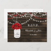 Schuur hout poinsettia mason jar rustieke bruiloft uitnodiging briefkaart (Voorkant / Achterkant)