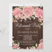 Schuur hout roze blos roos pioenen pensioenfeest kaart (Voorkant)