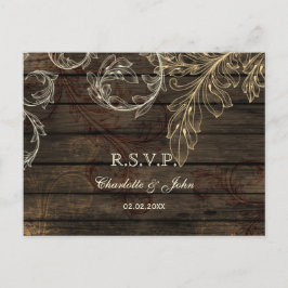 Schuur hout rustiek bloeien bruiloft rsvp uitnodiging briefkaart