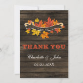 Schuur hout rustieke herfst bruiloft dank u bedankkaart (Voorkant)