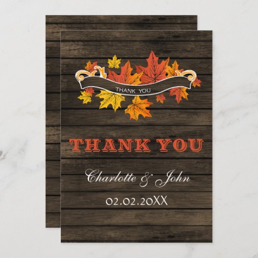 Schuur hout rustieke herfst bruiloft dank u bedankkaart (Voorkant / Achterkant)